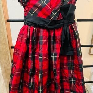 Ralph Lauren Red Plaid Dress with Black Bow size 6 kids